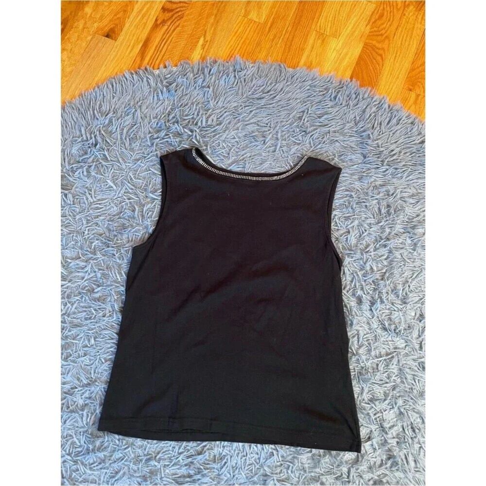 Talbots Classic Black Sleeveless Shell Top Beaded Collar Size L